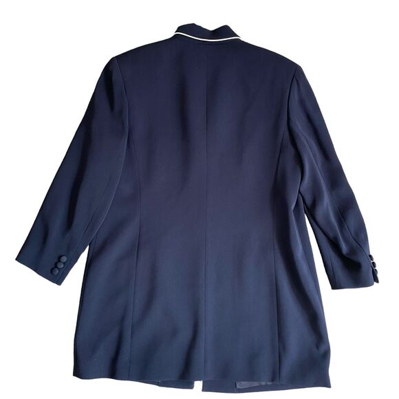 Vintage Emanuel Ungaro Women Long Blazer 10  Navy Classic Designer Business - Picture 2 of 9